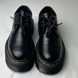 Dr. Martens Black Embossed Leather Oxfords